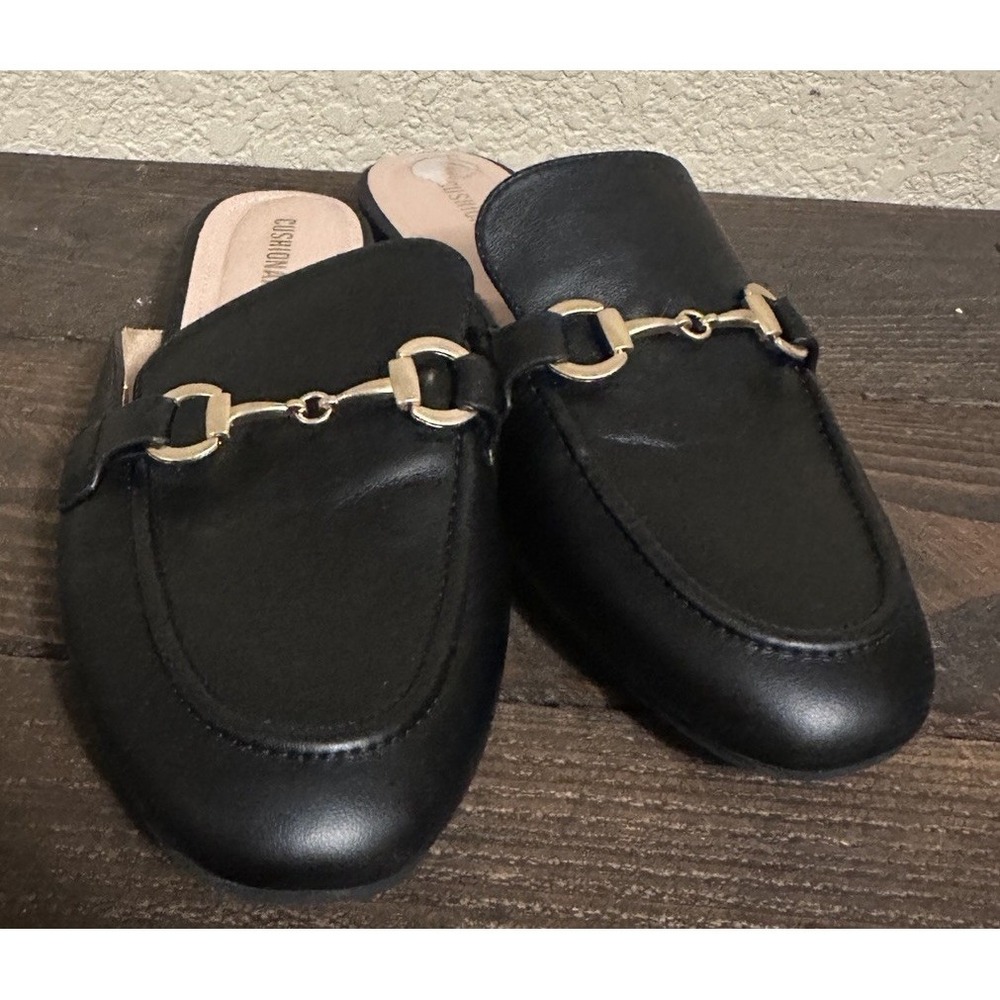 Cushionaire Black & Gold Faux-Leather Loafer Mule Shoes Women's Size 10 M - Picture 4 of 13